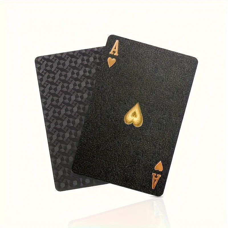 Waterproof Black & Golden Foil Playing Cards - Durable Plastic Poker Deck for Tabletop Games