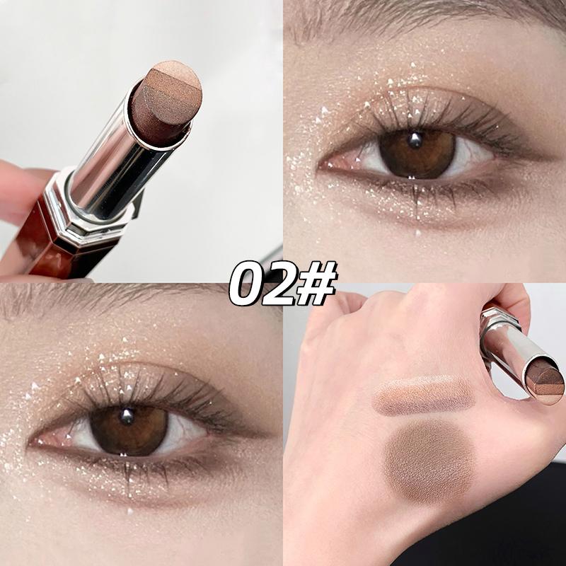 Three Color Eyeshadow Stick Matte Pearl Glitter Long Lasting Waterproof Twist Up Portable Travel Friendly Daily Eye Makeup