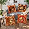 Luxury Red Gold Animal Pillow Covers, Tiger Lion Elephant Dragon Mandala Throw Pillow Cases, Oriental Sacred Animal Home Decor