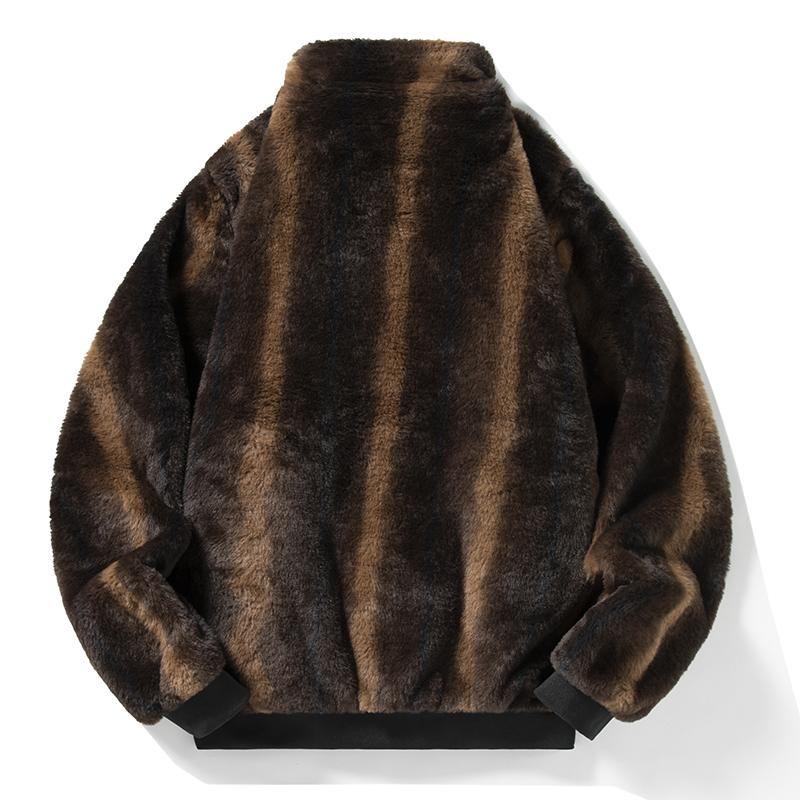 Stand Up Collar Fleece Cotton Jacket Casual Jacket Solid Color Plus Fleece Cardigan Woolen Jacket Thickened Double