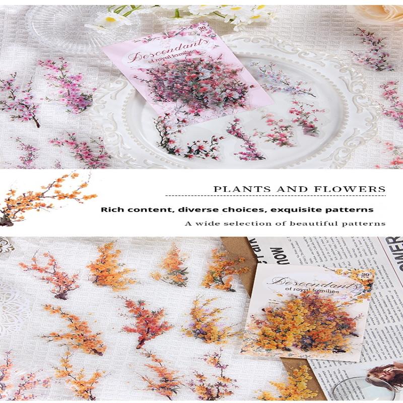 30Pcs/Set Waterproof Vintage Pet Plant Flower Stickers For Diy Crafts Scrapbook Photo Album Decoration