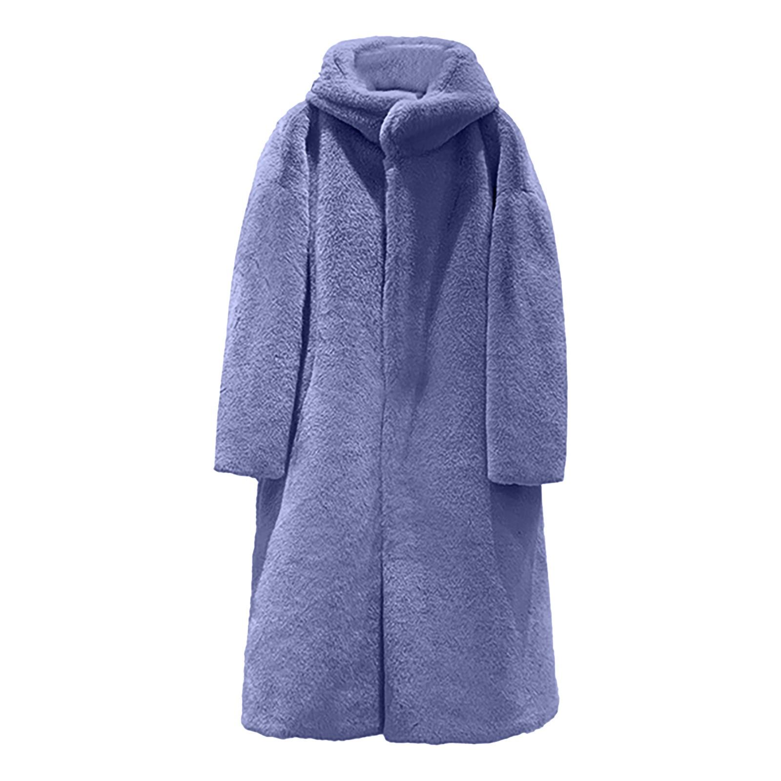 

Модное повседневное женское пальто для стрижки овец, женское шерстяное пальто средней длины XL синий