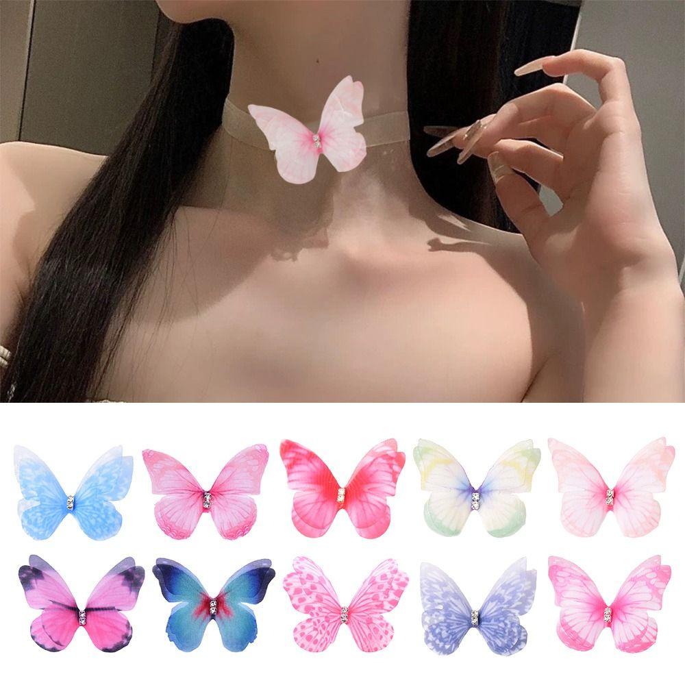 3D Organza Fabric Appliques Double-layer Handmade Chiffon Embroidered Patches Gradient Color Simulation Mesh Patch