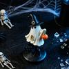 Hand Painted Resin Ghost Decor Halloween Figurine, Vintage Cute Holding Unique Gothic Room Accents Pumpkin Lantern Statue for Indoor Home Table