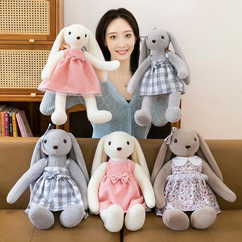 Pastoral rabbit plush toy cute long-eared rabbit doll sleeps with rag doll
