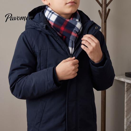 Warm Lightweight Velvet Scarf Double Sided for Kids, Soft Thickened Plaid Neck Warmer Easy to Tuck Boys and Girls, Comfortable Wrap Winter Outdoor
