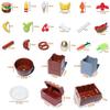 Non-Toxic Moc Food Accessories Fish Egg Bread Pizza Chocolate Fruit Carrot Hamburger Chips Chicken Bottle Bricks Building Blocks Toys