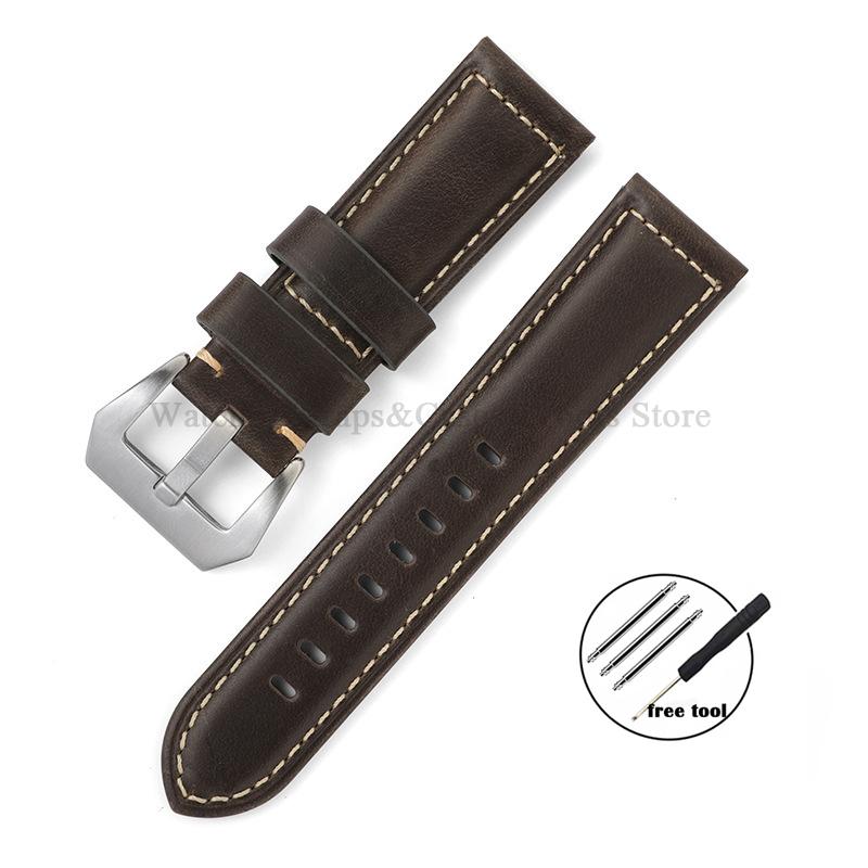 

Бизнес Ремешок для часов из натуральной кожи Panerai для Omega Стальная пряжка Черный Коричневый Мужской ремешок Аксессуары 20 мм 22 мм 24 мм 26 мм 22mm&Silver Buckle