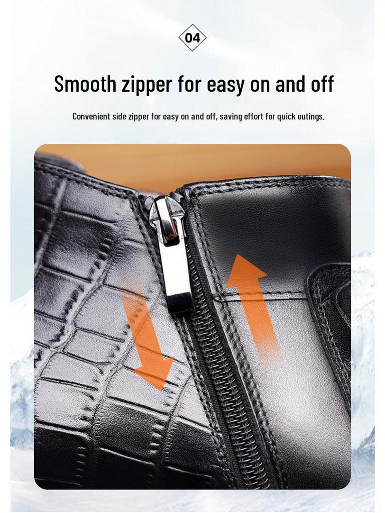 Herren High-Top Winter-Schneestiefel aus echtem Leder mit Samtfutter