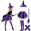 Halloween Party Festive Witch Hat Striped Stockings Trouser Set Hat Set