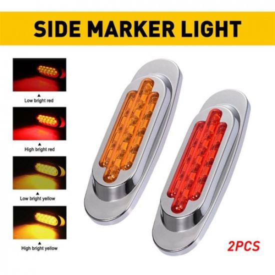 2/4/10X 6.5" Amber Side LED Marker Lights Chrome 12V Clearance Truck Trailer