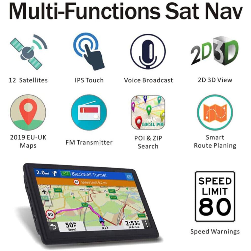 NAVIGATORI SAT per Auto Navigatore Auto Camion Sistema di Navigazione GPS Schermo Touch HD con Aggiornamenti Mappe a Vita per UK UE