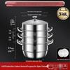 316 Stainless Steel High-Rise Steamer Pot, Extra Thick, Food-Grade, Large Capacity, Versatile 3-4 Layer Soup Pot