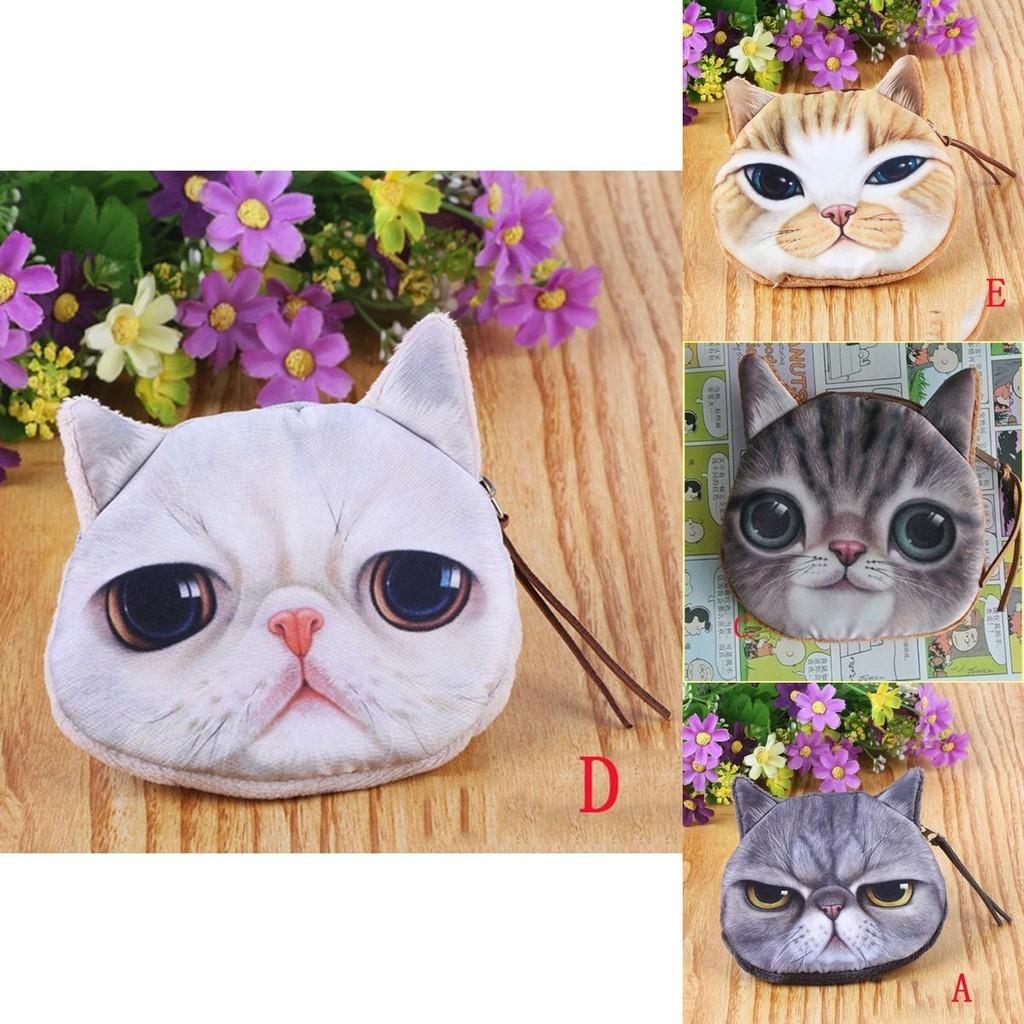 Versatile Fashion Women Cute Kitty Face Zipper Case Coin Kids Purse Wallet Makeup Bag For All Ages