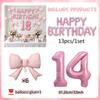 Pink Bow Birthday Balloon Happy Birthday Letter Balloon Used for Wedding, Valentine's Day, Birthday, Proposal Decoration Decor