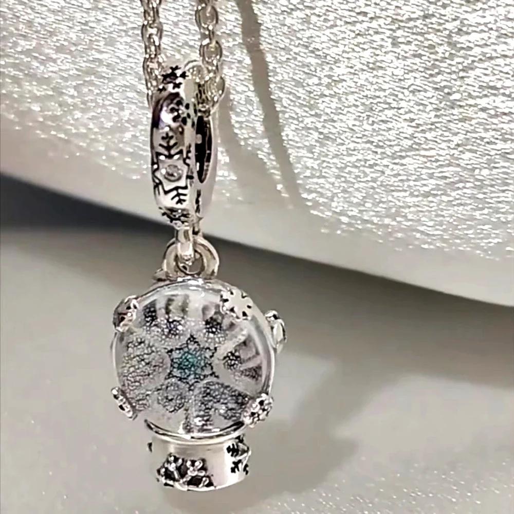 Bead Charms Copper Gold Plated Transparent Love Snowflake Snow Scene Charm Diy Bracelets Womens Jewellery Making Gift