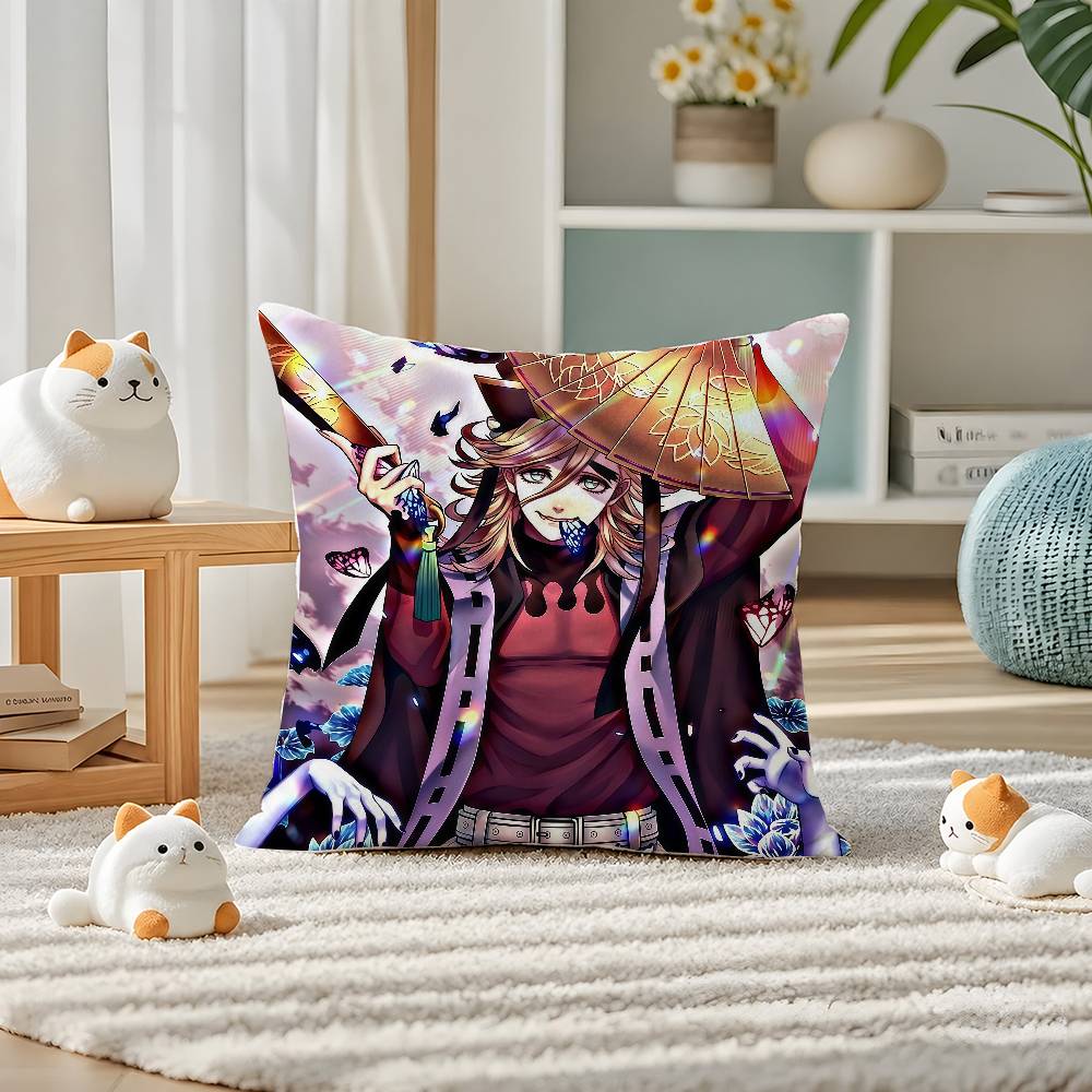 Demon Slayer Kamado Tanjiro Anime Plush Pillow Cover Soft Short Plush Cushion Cover For Sofa Bedroom Home Decor Gift Decoration