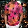 Men's Halloween Short Sleeve Henley Shirt Pumpkin Print Casual Lightweight Breathable Top with Buttoned Collar for Seasonal Wear