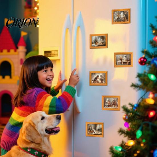 Decorative Metal Cabinet Magnets Christmas Ghost/Dog/Cat Fridge Magnets, Retro Wooden Photo Frame Refrigerator Magnet, Strong Magnetic Decorations