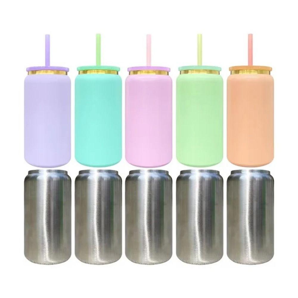 Stainless Steel 16oz Soda Can Cup Double-layer Gold Plated Tumbler Beer Cup Iced Coffee Mug High-capacity Vacuum Insulation Cup