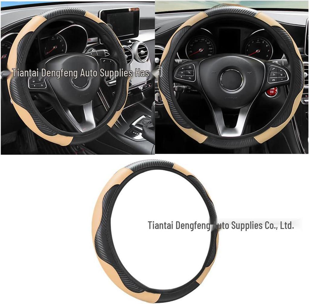 Universal Four-Season Faux Carbon Fiber Steering Wheel Cover for SUVs and Sedans