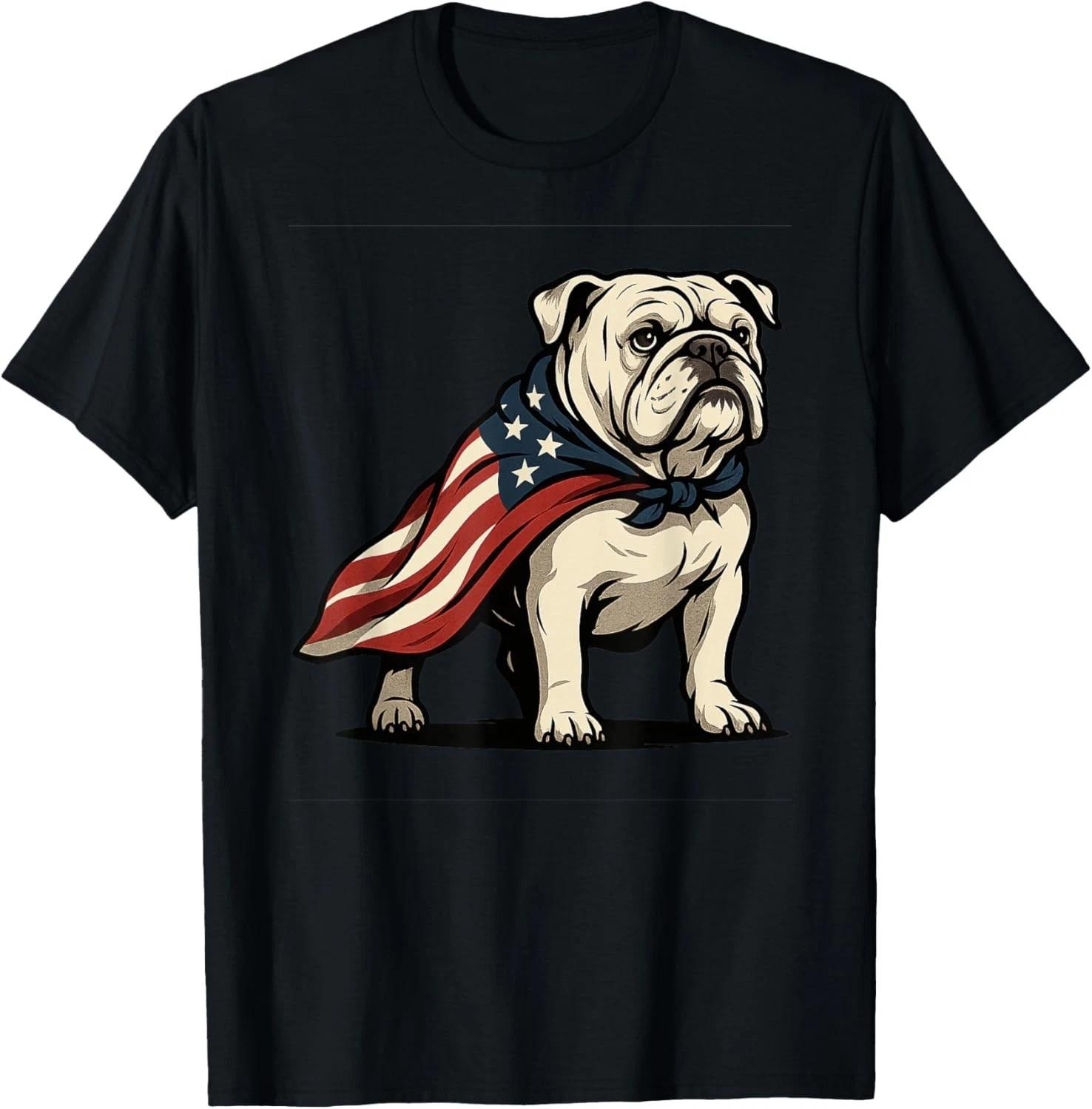 Patriotic Bulldog 4th of July Funny Dog Lover American Flag Gift Unisex T-Shirt XL