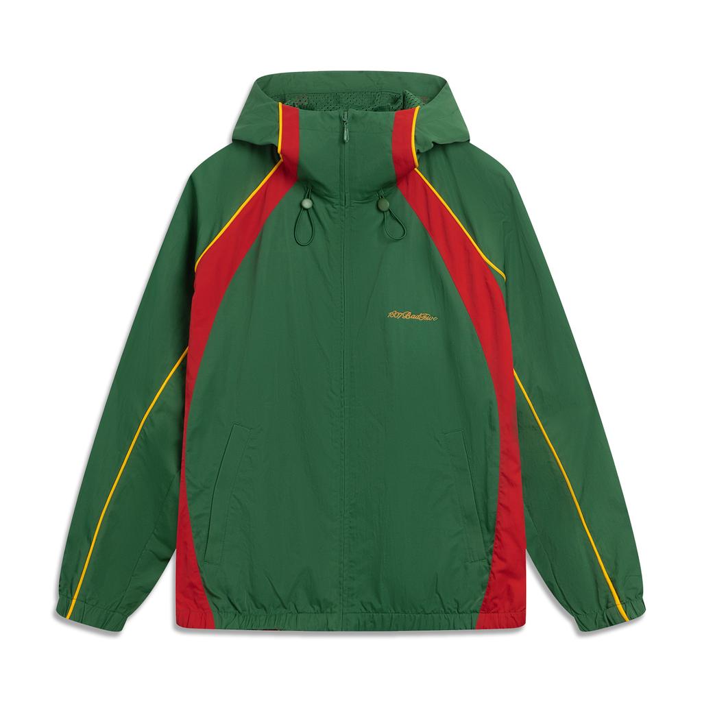 Li Ning Basketball Series Simple Comfortable Versatile Hooded Loose Color Block Sports Jacket Men Jacket Eden-Green AFDVH87-2