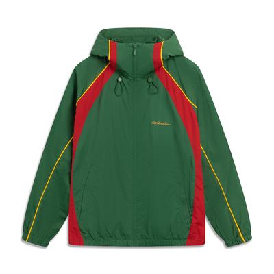 Li Ning Basketball Series Simple Comfortable Versatile Hooded Loose Color Block Sports Jacket Men Jacket Eden-Green AFDVH87-2