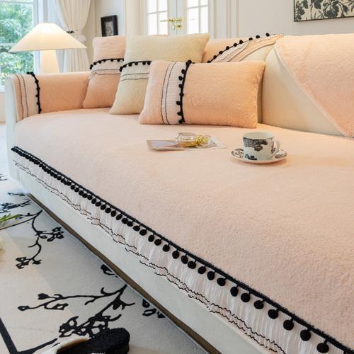 Zimowa Pluszowa Pogrubiona Ciepła Ręcznik na Sofę Prosty i Antypoślizgowy Zimowa Skórzana Pokrowiec na Sofę Domowy Pełne Pokrycie Tkaninowy Ręcznik