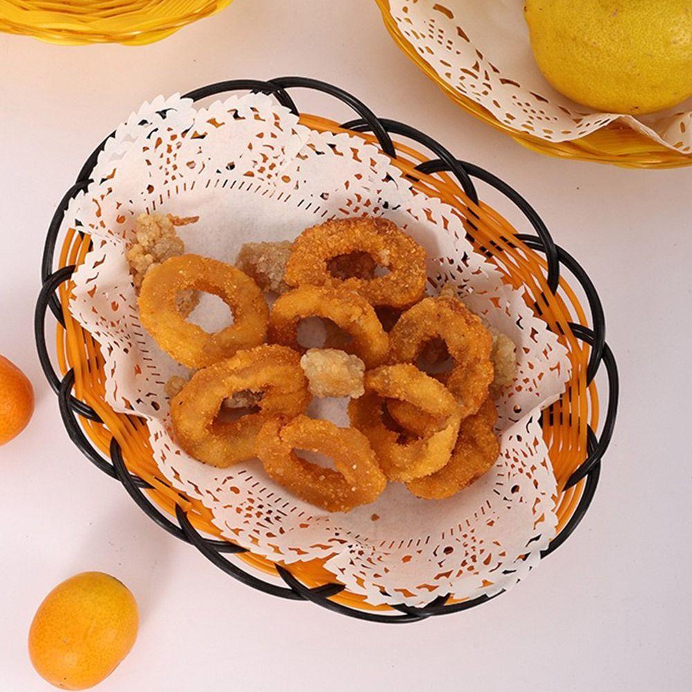 Plastic Food Plate Woven Fruit Tray New Bread Basket Breakfast Cake Snack