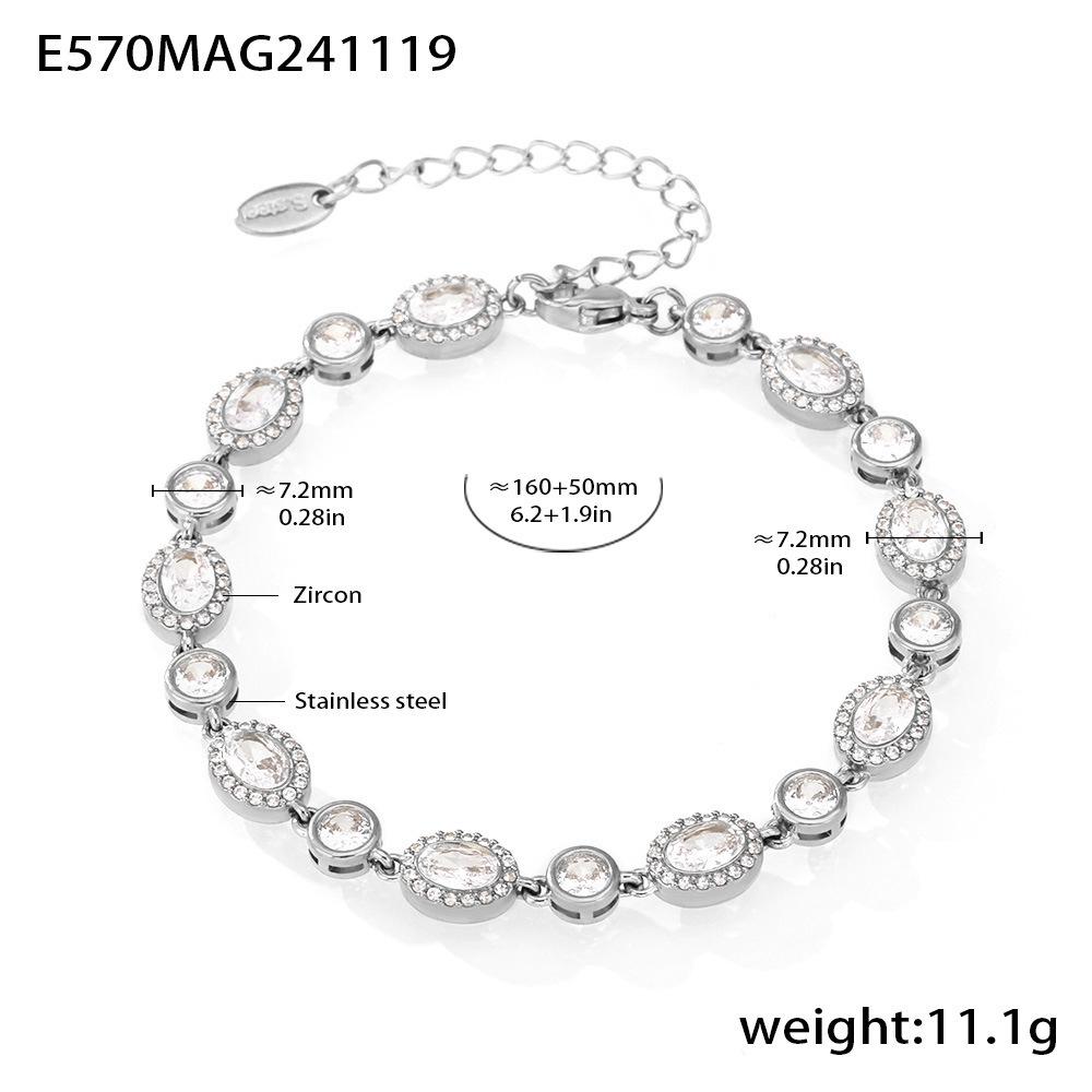 Qiong Yao 18K Gold PVD-Plated Stainless Steel Bracelet with Zircon Inlay for Women