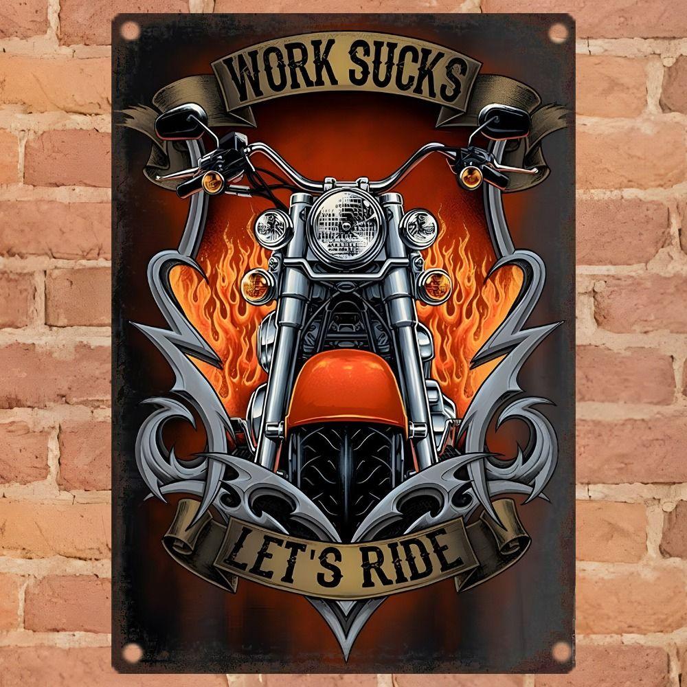 Vintage Motorcycle Metal Tin Sign Retro Biker Garage Wall Decor Industrial Style Art