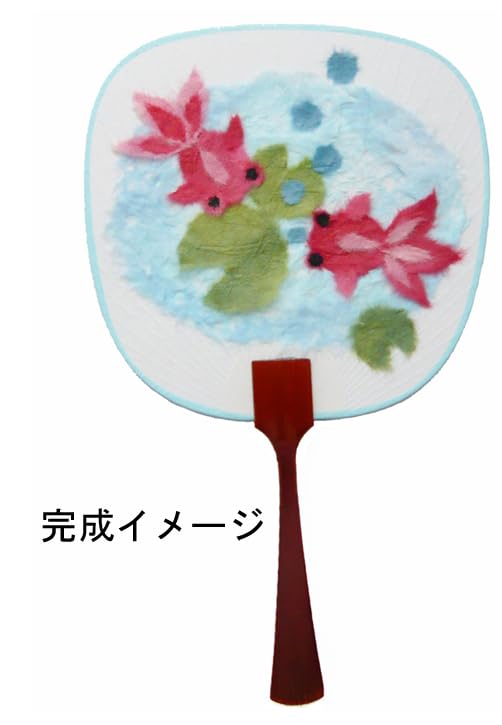 Kawasumi Washi Paper Collage Small Fan Goldfish Set of 3 [Handmade Kit]