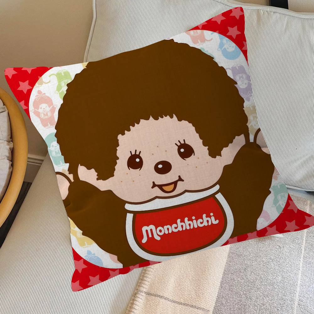 Cute M-Monchhichi   Pillowcase toon Gift Cushion Cover Bedroom Home Sofa Chair Seat Decor pillow case