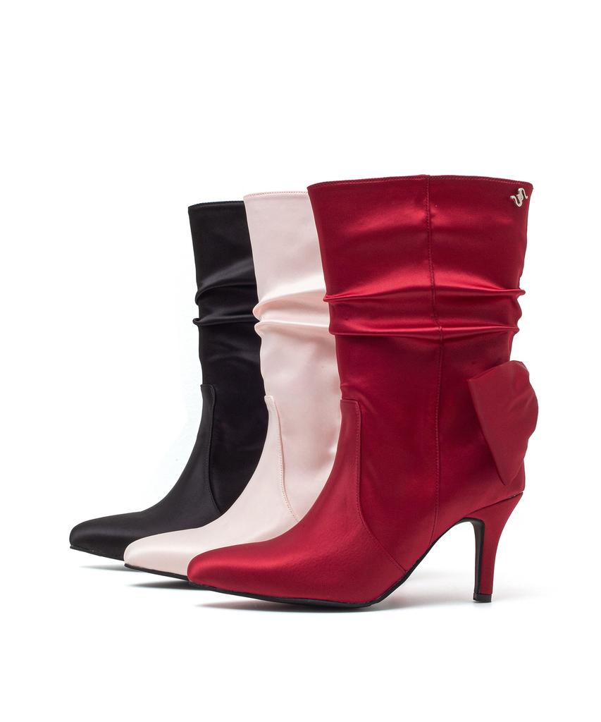 Ssimeez Satin Ribbon Heel Boots (Pink)