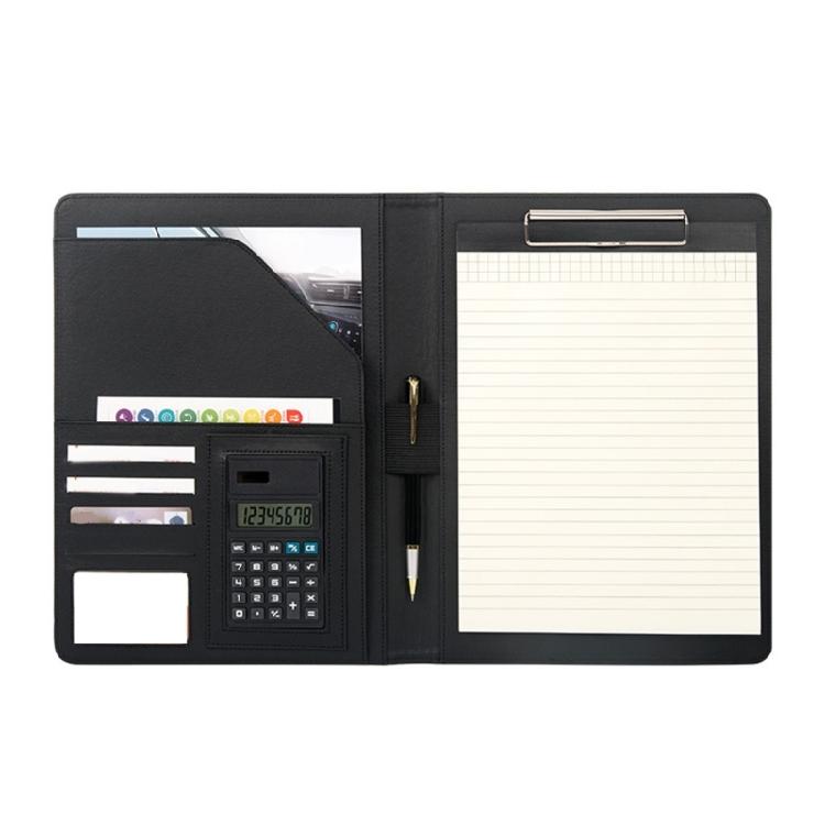 PU Leather Conference Folder with Clipboard Multiple Pocket Card Pocket Pen Slot Clipboard Business Document File Folder