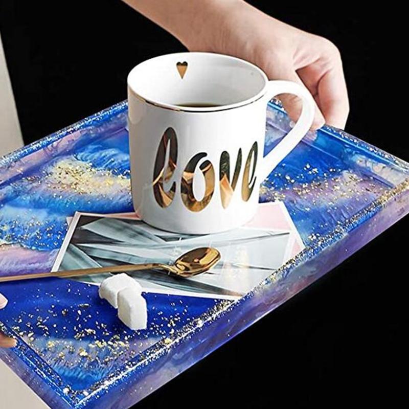 Plaster Soap Casting Epoxy Mould DIY Crafts Mould Crystal Rectangle Tray Coaster Mold Mug Pad Plate Resin Casting Mold