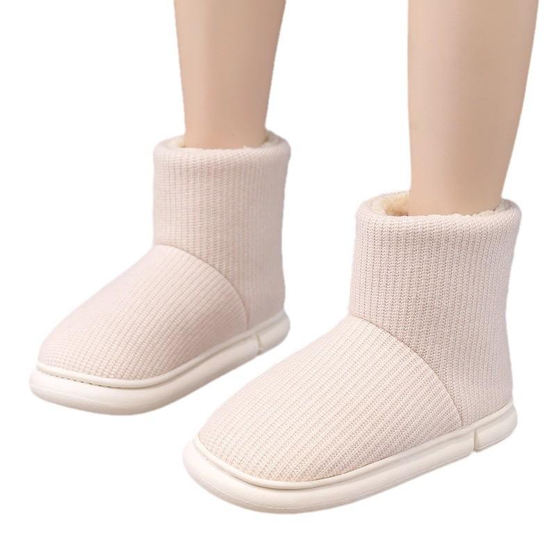 Dicke Sohle Samt Ein-Pedal Kurzer Schaft Leichte Schneestiefel Winter Neue Damen Baumwollstiefel in großen Größen