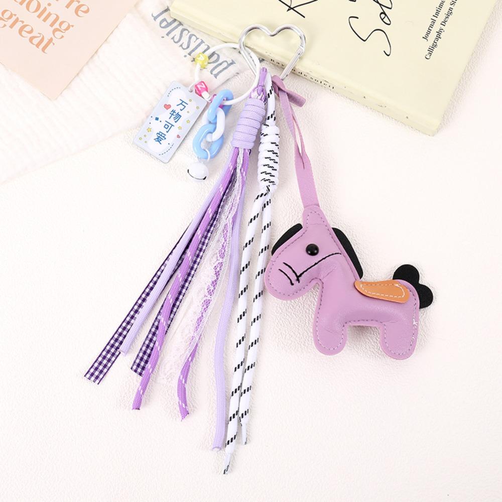 Cartoon Zodiac Pony Bag Pendant Leather Chinese New Year Gift Kawaii Horse Keychain  Backpack