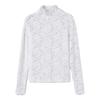 Autumn/Winter Lace Mesh Turtleneck Slim-Fit Women's Long-Sleeved Top