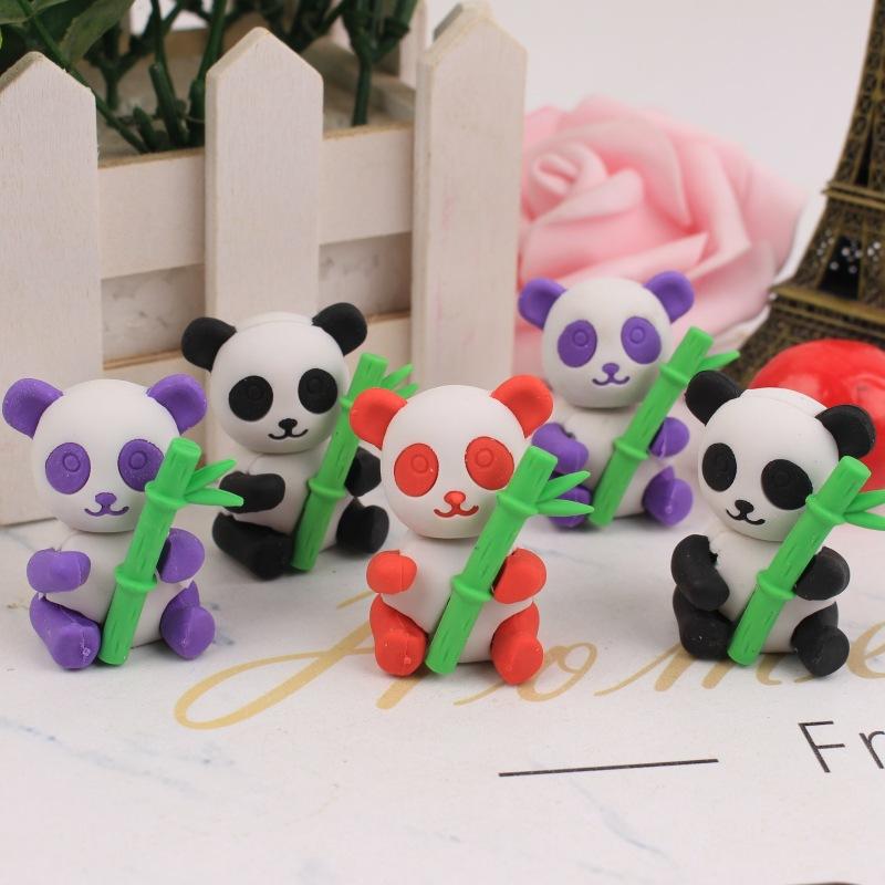 Cute Panda Bamboo Eraser Kawai Lovely Student Stationery Office School Supplies Holiday Gift Wholesale Erasers for Kids Pretty