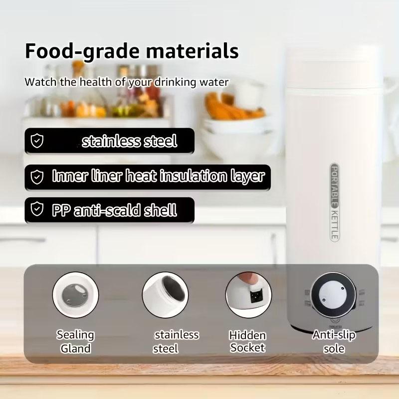 Neues Design 316 Edelstahl Thermo-Elektro-Becher Tragbarer Wasserkocher Outdoor-Wasserkocher Reisebecher 500ML 4 Temperatureinstellungen