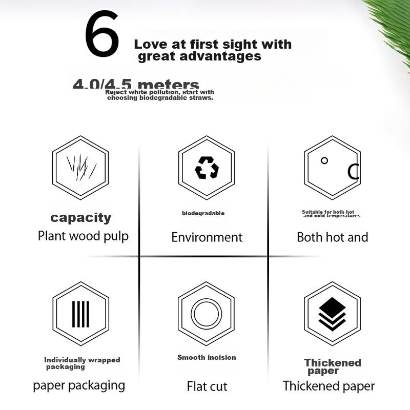 Tinghao Disposable Food-Grade Individually Wrapped Straws for Drinks And Milk Tea, Thick 12*210mm Large Pointed Tips, 100 Pieces
