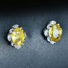 BELLA BOX Trendy Yellow Zircon Earrings For Women  Ear Stud Wedding Engagement Crystal Charms Jewelry