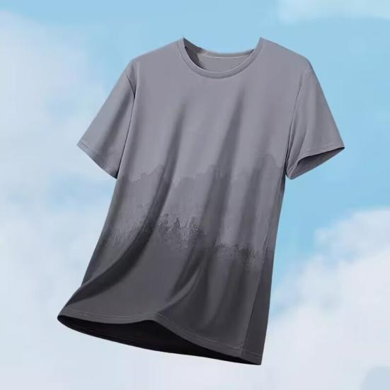 Men Tops Printing O-Neck Short Sleeve Tee Shirt Loose Fit Thin Breathable Pullover Tops Summer Outdoor Sport T-shirt Daily