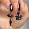 Y2k 2000s estética estilo fantasma piercing brincos pendurados para mulheres gótico doce punk preto cor dourada joias da moda