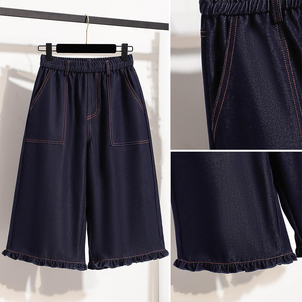 DIMANAF 2026 Primavera Estate Taglie Forti Donna Pantaloncini Jeans Vita Elastica Oversize Larghi Shorts Denim Cotone Blu Uniforme