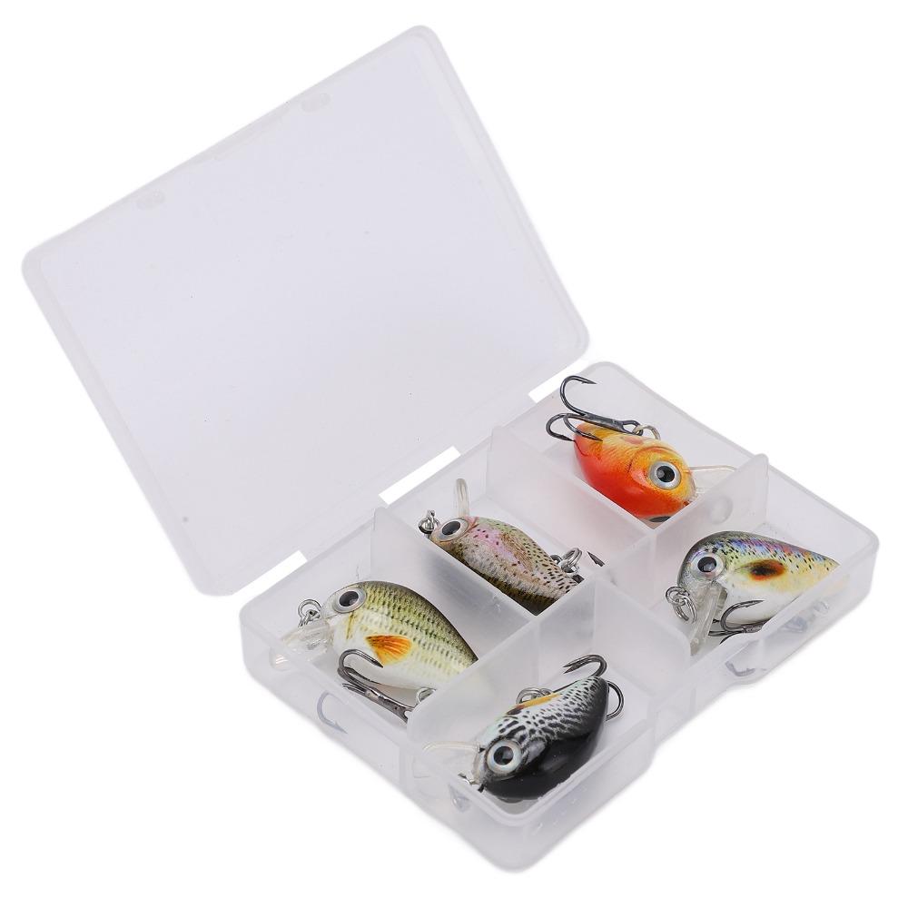 5PCS with Triple Hook Fish Crankbaits ABS Fishing Lures Durable Topwater Lures Bass Fishing