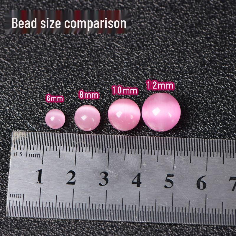 Cat's Eye Loose Beads: Powder White, Yellow, Red, Blue Round Beads for Handmade DIY Bracelets and Weaving Accessories.