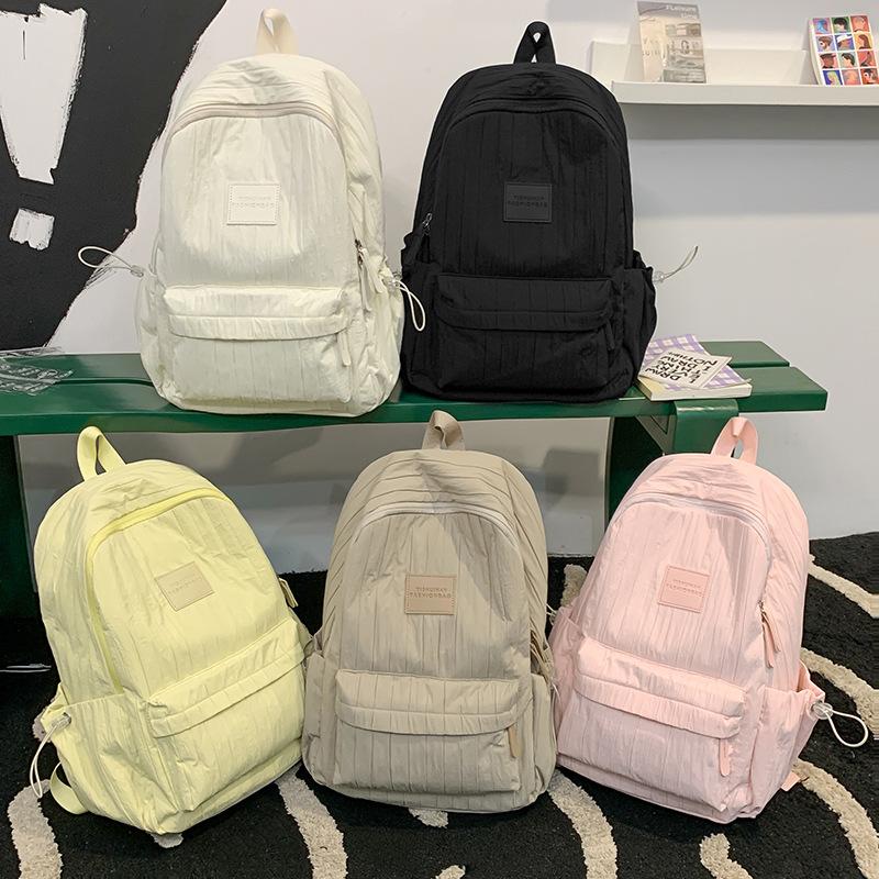 Schoolbag Solid Color Backpack 1011 New Junior High School Girls High School College Students School Bag Women Travel Lightweight Small Backpack